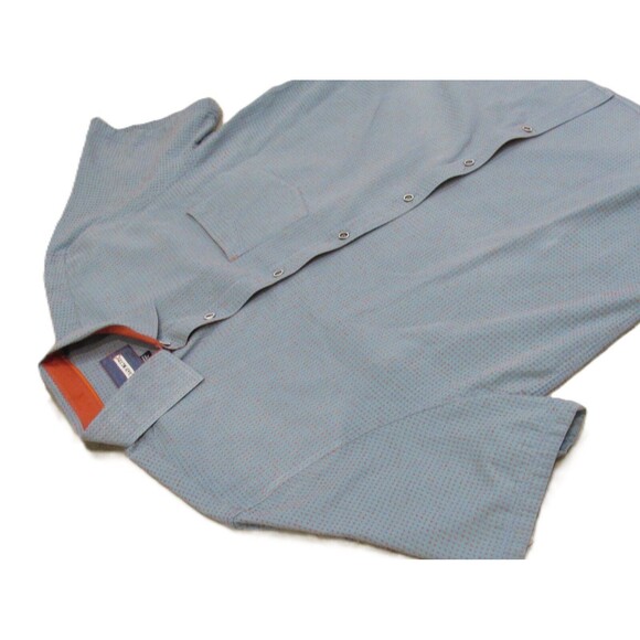 32 Bar Blues Shirt Mens XL Blue Orange Polka Dot Short Sleeve Button Up Casual - Picture 6 of 10